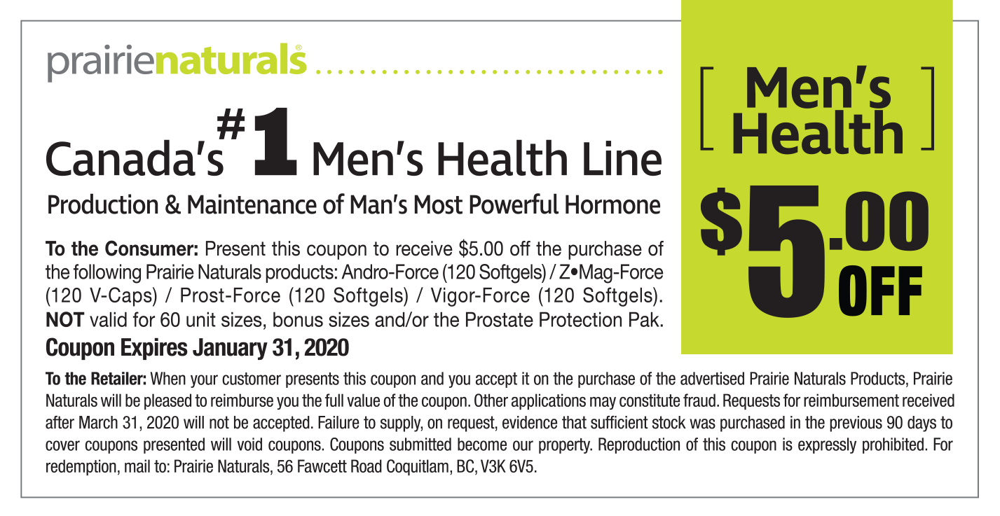 $5 OFF Coupon for Prairie Naturals Men's Line