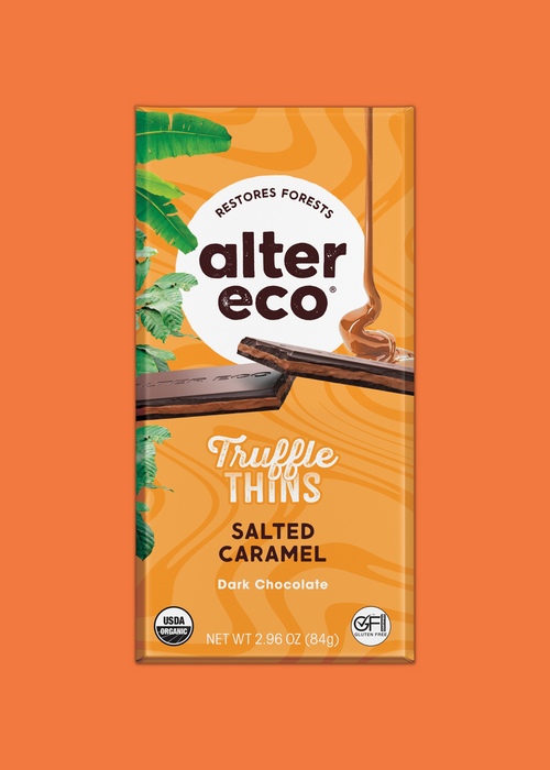 Alter Eco Truffle Thins Salted Caramel Organic Dark Chocolate 84g