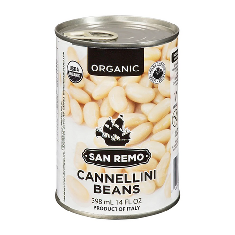 San Remo Cannellini Beans Organic - Vegan, Gluten Free, BPA Free, Kosher, No Salt Added 398ml