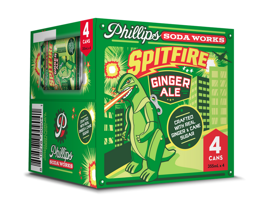 Phillips Soda Works Spitfire Ginger Ale - Crafted with Real Ginger and Cane Sugar 355ml