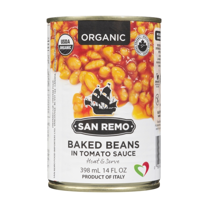 San Remo Baked Beans in Tomato Sauce Organic 398ml