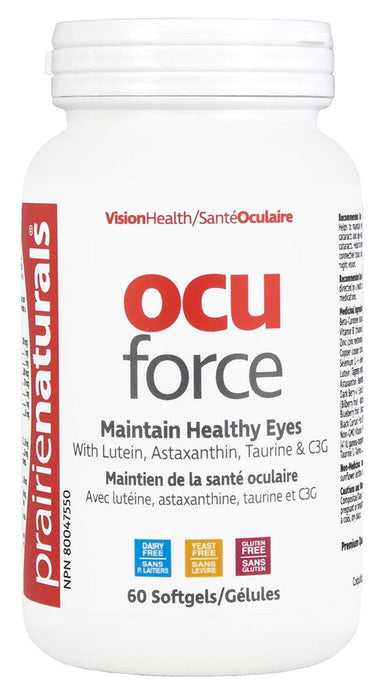 Prairie Naturals Ocu Force - Maintain Healthy Eyes, with Lutein, Astaxanthin, Taurine & C3G 60softgels