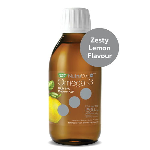 NutraSea Omega-3 High EPA Fish Oil Liquid Lemon Flavour -  Clean, Light Taste, Easy To Absorb, Guaranteed Pure. 200ml