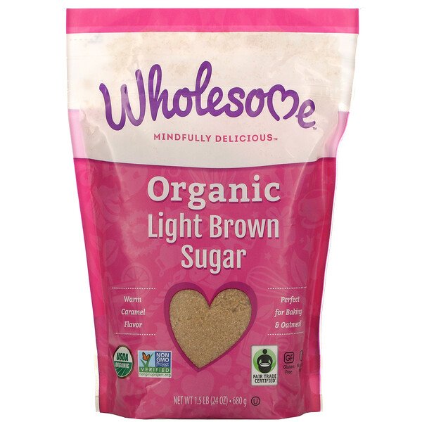 Wholesome Organic/Natural Sugars - Organic Light Bown Sugar 681g