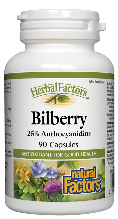 Natural Factors Bilberry Extract 90 Capsules