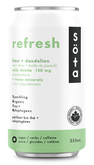 Sota Lime & Dandelion Sparkling Organic Tea & Adaptogens 355ml