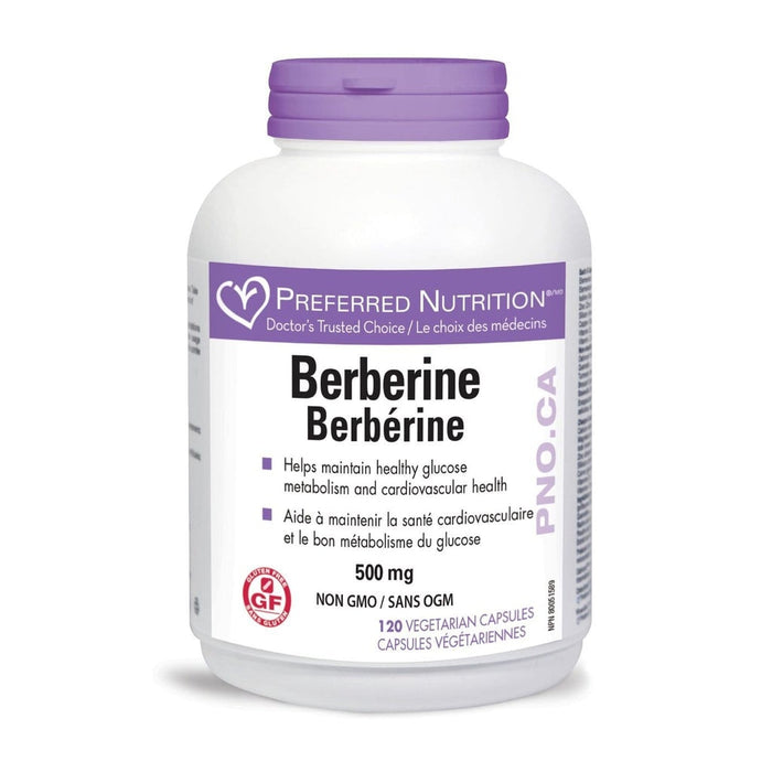 Preferred Nutrition Berberine 500mg - Helps Maintain Healthy Glucose Levels and Cardiovascular Health  180vegicaps