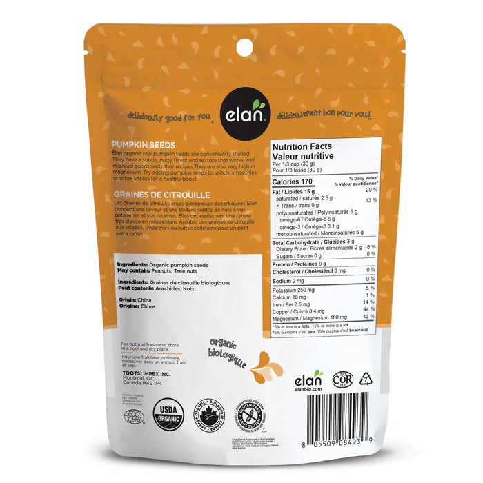 Elan Raw Pumpkin Seeds Organic 185g