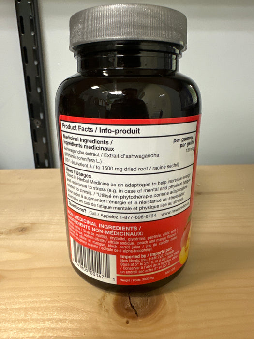 New Nordic Ashwagandha Vegan Gummies Peach Mango Flavour - Helps Increase Energy and Resistance to Stress. 60vegangummies