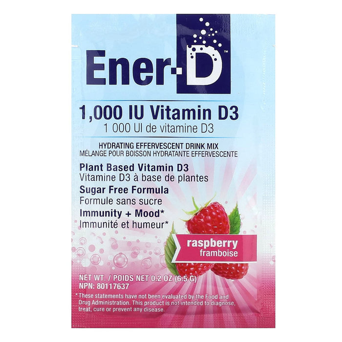 Ener-D 1000IU Vitamin D3 Drink Mix - Sugar Free Raspberry 6.1g single