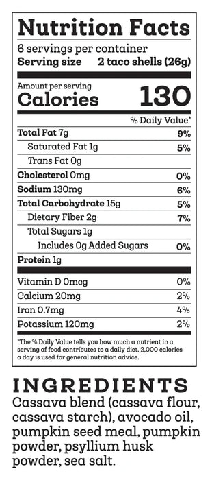 Siete Grain Free Taco Shells, Gluten Free 156g