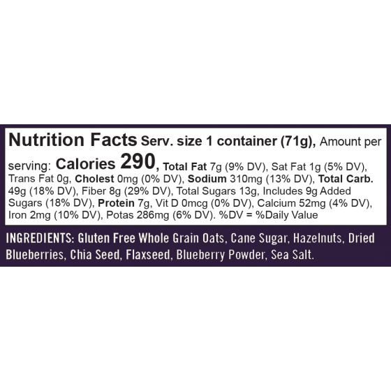 Bob's Red Mill Blueberry Hazlenut Oatmeal 71G