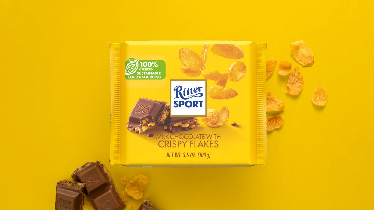 Ritter Sport Milk Chocolate with Cornflakes – Crunchy Cornflake Chocolate Bar (100g)