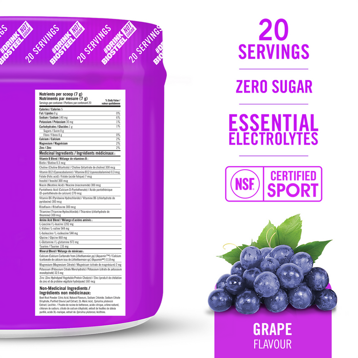 BioSteel Hydration Powder Mix Grape Flavour 140g
