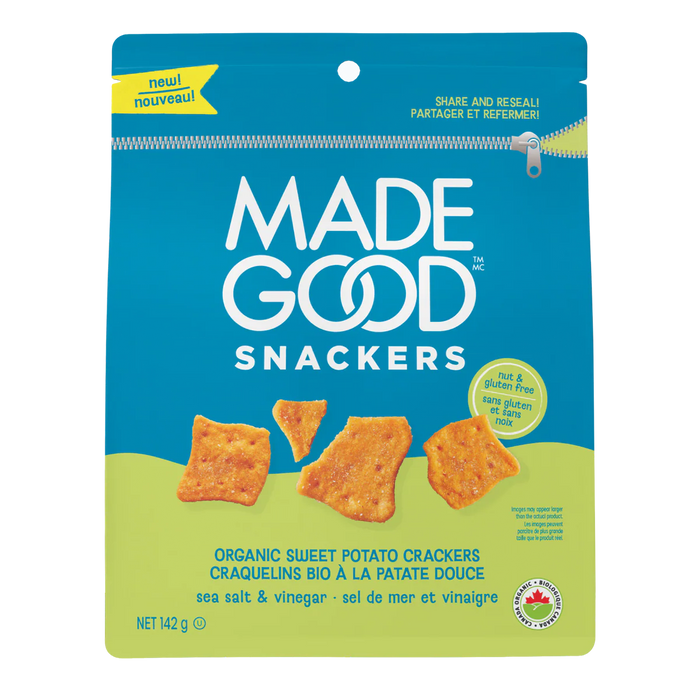 Made Good Snackers Organic Sweet Potato Crackers  – Salt & Vinegar, Gluten-Free (142g)