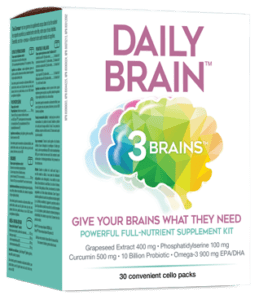 3 Brains Daily Brain Vitamin Paks - Comprehensive Support for You Head, Brain, Gut & Heart Supplement Kit 30 cello paks