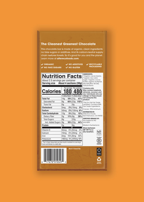 Alter Eco 70% Cocao Brown Butter Organic Dark Chocolate 84g