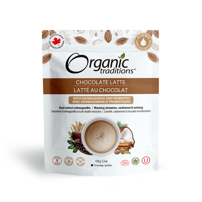 Organic Traditions Chocolate Latte with Ashwagandha & Probiotics 150g