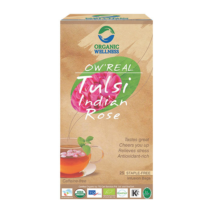Organic Wellness OW'REAL Herbal Teas - Tulsi Indian Rose 25 Tea Bags
