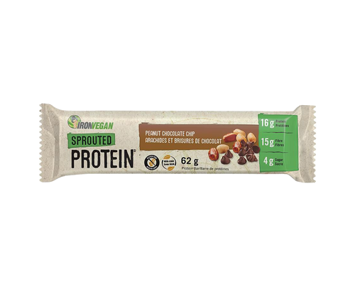 IronVegan Sprouted Protein Bars - Peanut Chocolate Chip 62g