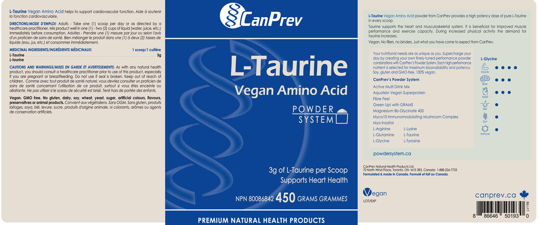 CanPrev L-Taurine Vegan Amino Acid 450g