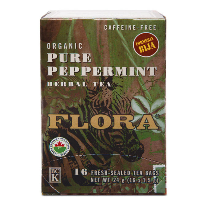 Pure Peppermint Flora Herbal Teas - Organic 16 Tea Bags