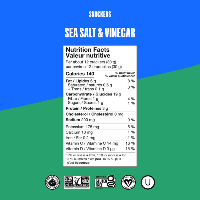 Made Good Snackers Organic Sweet Potato Crackers  – Salt & Vinegar, Gluten-Free (142g)