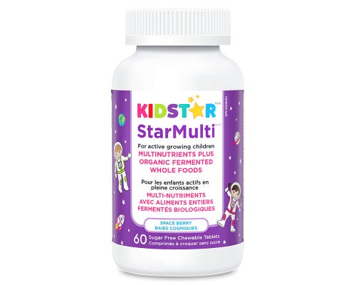 Kidstar - StarMulti Sugar Free with Multinutrients and Organic Whole Foods - Space Berry 60 Chewables