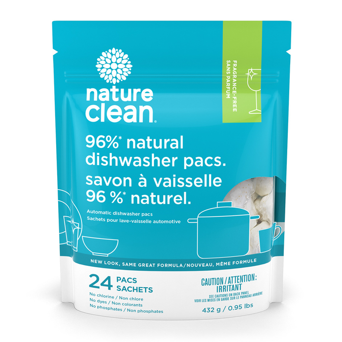 Nature Clean Fragrance Free Automatic Dishwasher Pacs 24pacase