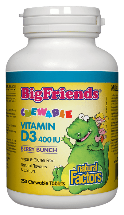 Natural Factors BigFriends Chewable Vitamin D3 400IU Berry Bunch 250 CHEWABLE