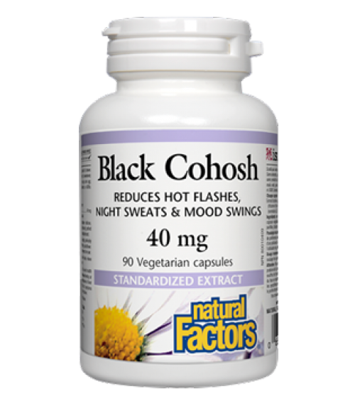 Natural Factors - Black Cohosh 40mg (Reduces Hot Flashes, Night Sweats & Mood Swings) 90 Capsules