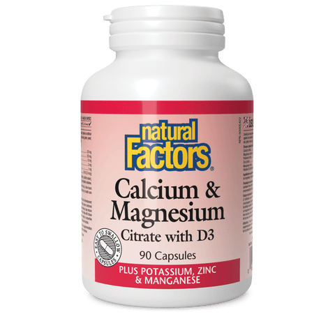 Natural Factors Calcium & Magnesium Citrate with D3 - Plus Potassium, Zinc & Maganese 90 Capsules