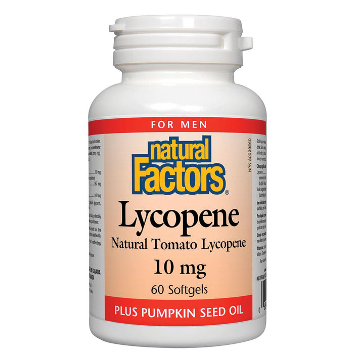 Natural Factors - Lycopene 10mg (Natural Tomato Lycopene) Plus Pumpkin Seed Oil 60 Softgels