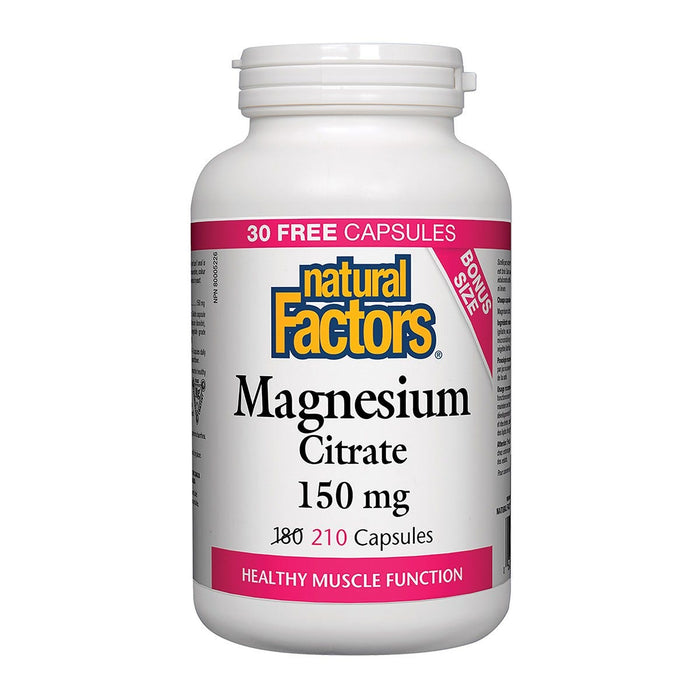 Natural Factors Magnesium Citrate Healthy Muscle Function 210capbonus