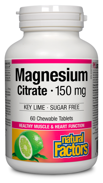 Natural Factors Magnesium Citrate Sugar Free Key Lime 60 Chewables