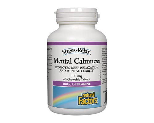 Natural Factors - Stress-Relax Mental Calmness ( L-Theanine 100mg) 60 Chewables