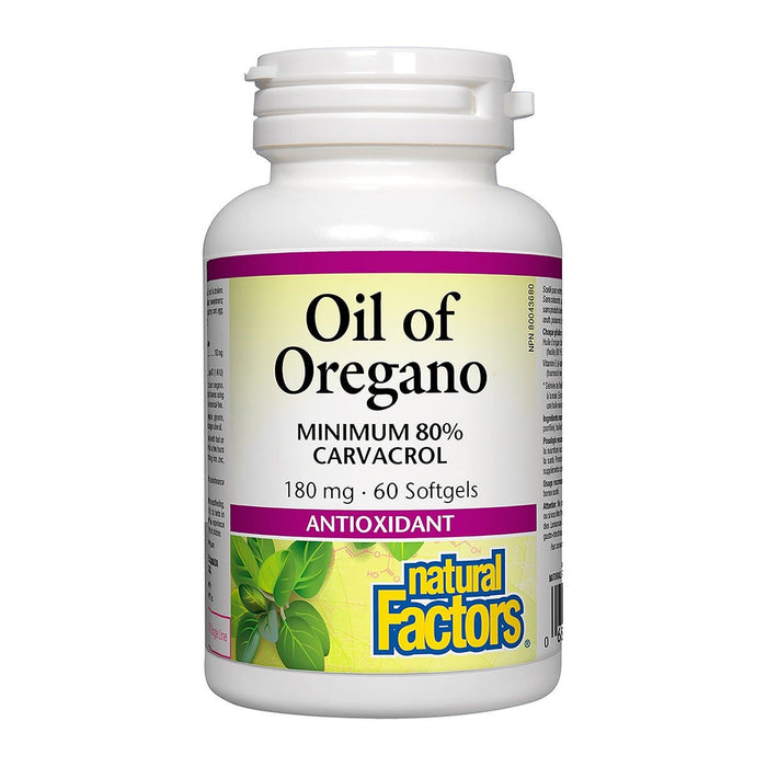 Natural Factors - Oil of Oregano (Minimum 80% Carvacrol) 180mg 60 Softgels