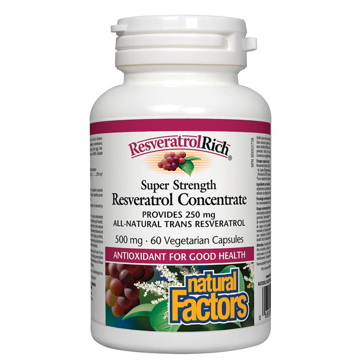 Natural Factors - Resveratrol Rich Super Strength Resveratrol Concentrate 250mg 60 Vegecaps