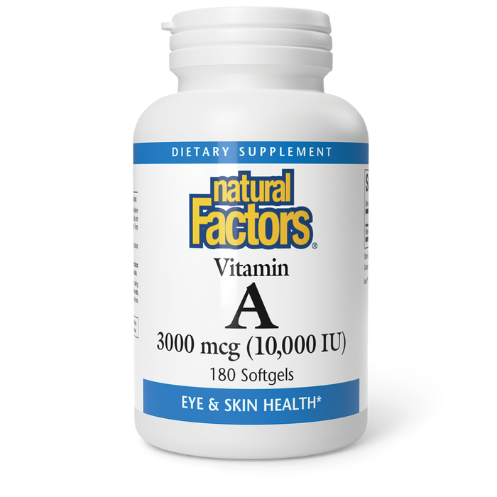 Natural Factors - Vitamin A 10,000 IU (for eye and skin health) 180 Softgels