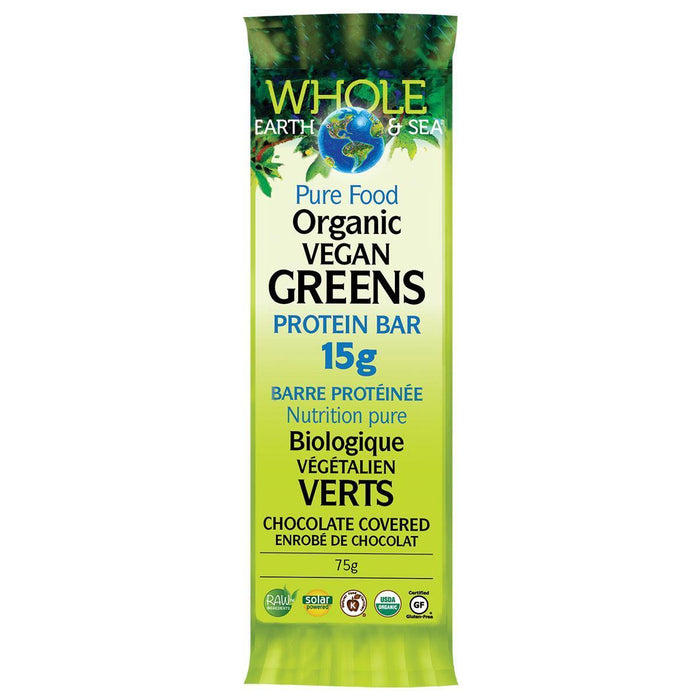Whole Earth & Sea Pure Food Organic Vegan Greens Protein Bar 12x75g