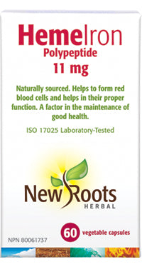 New Roots Herbal HemeIron Polypeptide Quickly Restores Iron Levels 30 Vegecaps