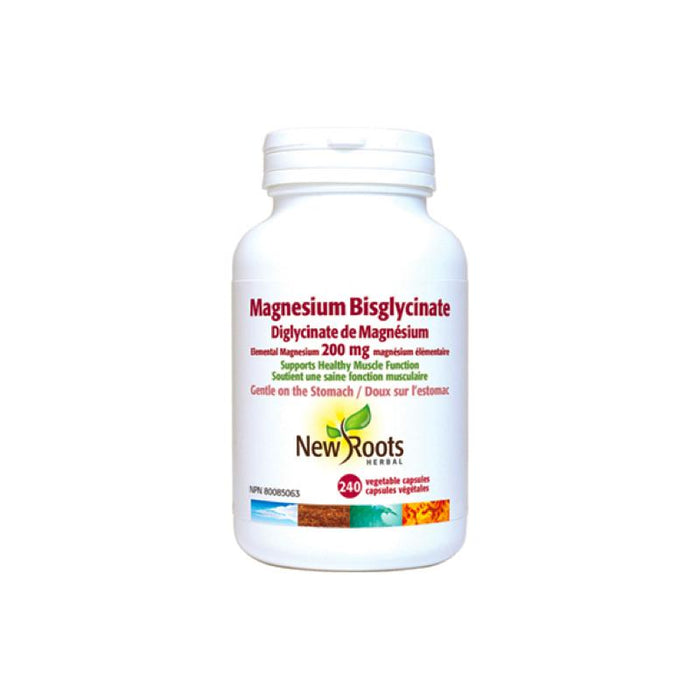New Roots Herbal Magnesium Bisglycinate Healthy Muscle Function 240 Vegecaps