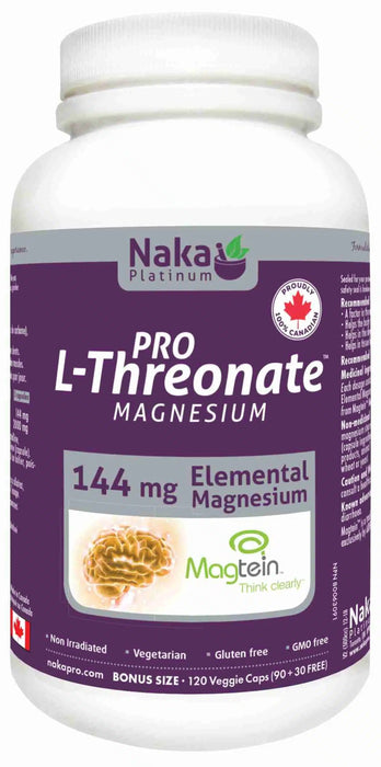 Naka Platinum Pro L-Threonate Magnesium Magtein Think Clarity 90+30 Vegecaps