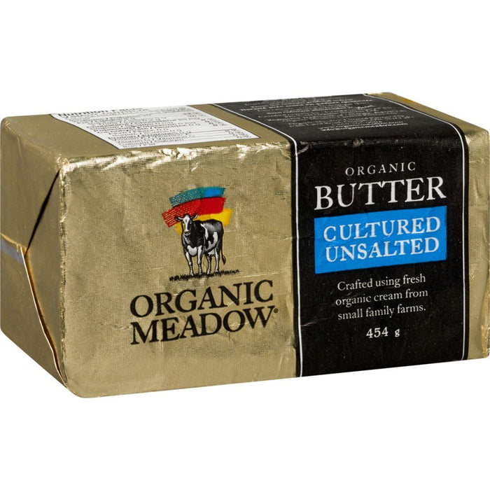 Organic Meadow Grass Fed Butter, Cultured Unsalted 454g