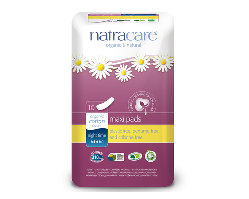 Natracare Organic Cotton Cover Maxi Pads - Overnight 10pads
