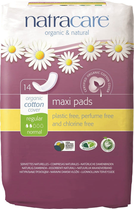 Natracare Organic Cotton Cover Maxi Pads - Regular 14pads