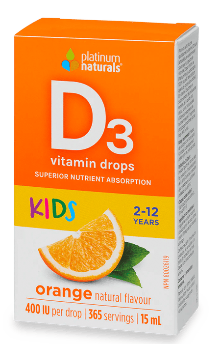 Platinum Naturals - Vitamin D3 Drops for Kids (2-12 Years) Orange flavour) 15ml