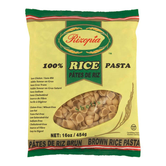 Rizopia Gluten Free Pasta Noodles - Brown Rice Shells 454g