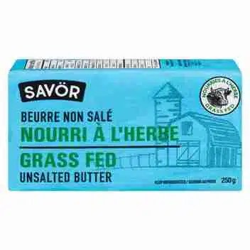 Savor Frozen Grass Fed Unsalted Butter 250g