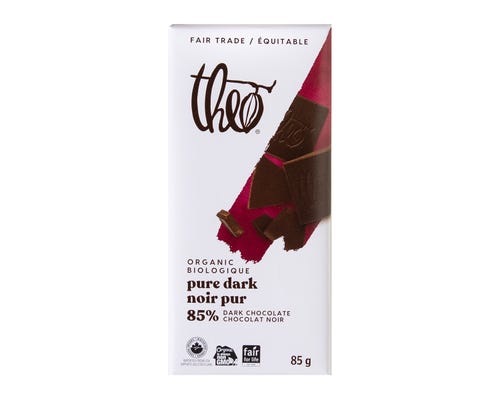 Theo Organic Chocolate Bars - Pure Dark 85g